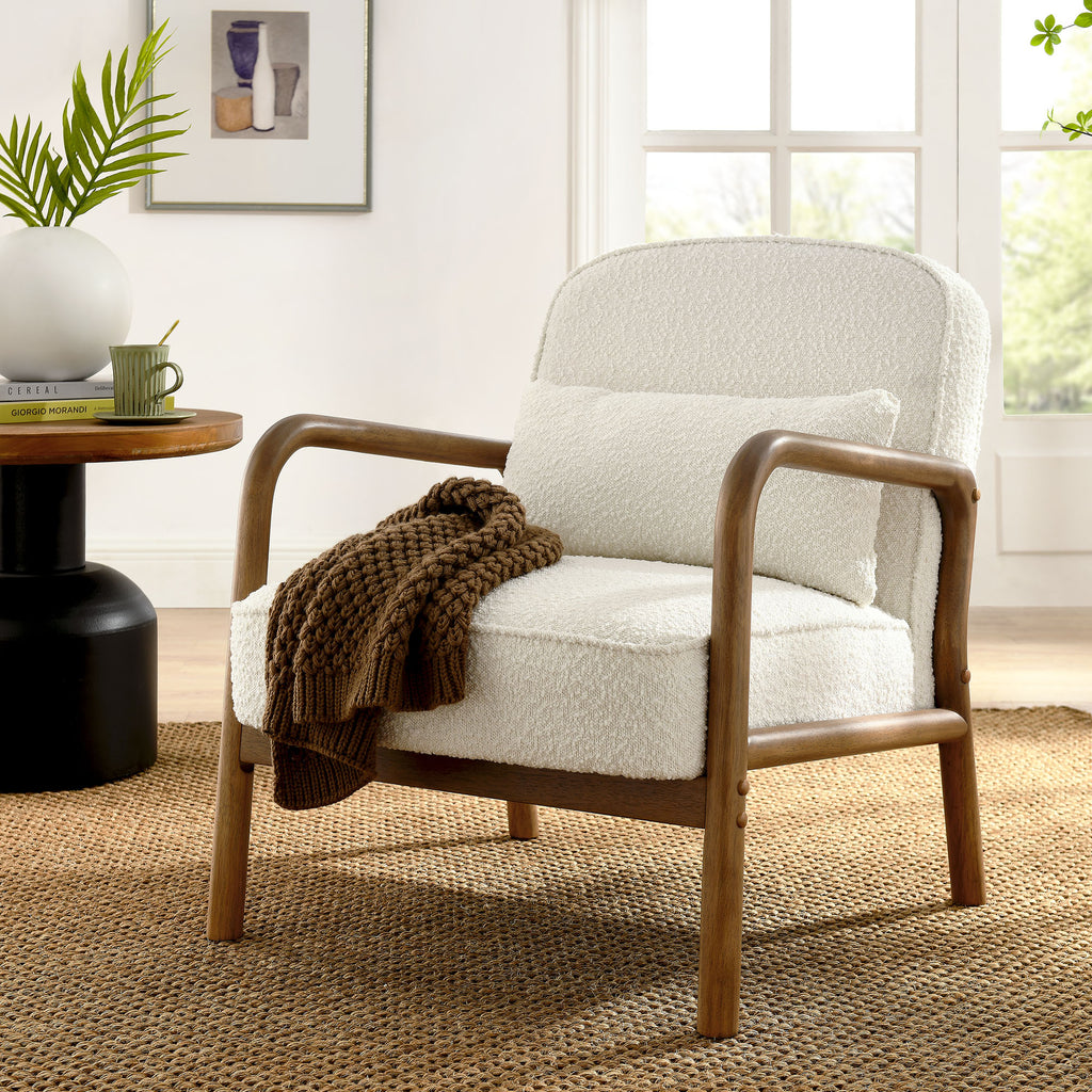 Charlie Boucle Upholstered Armchair - Ivory
