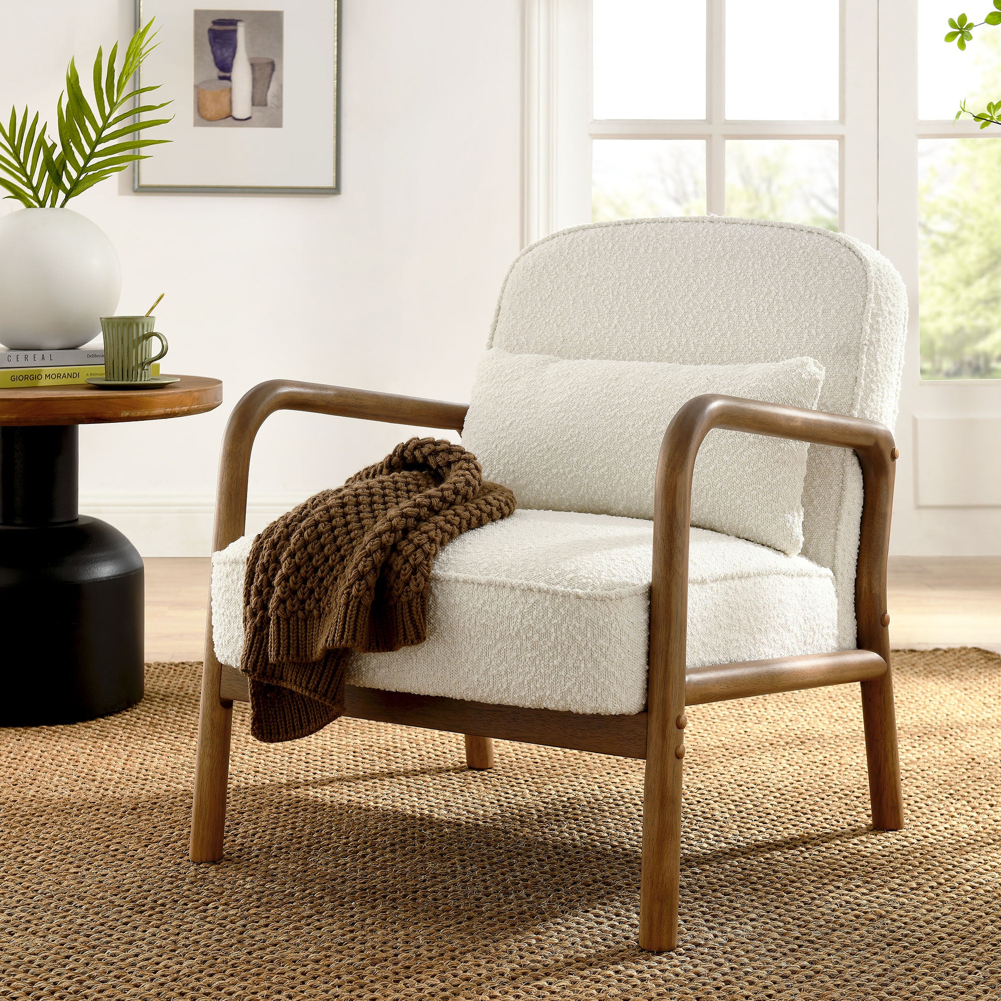 Charlie Boucle Upholstered Armchair - Ivory
