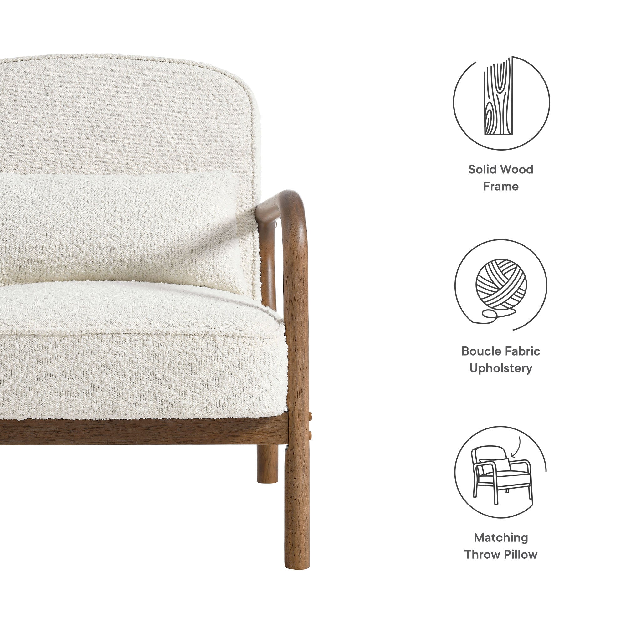 Charlie Boucle Upholstered Armchair - Ivory