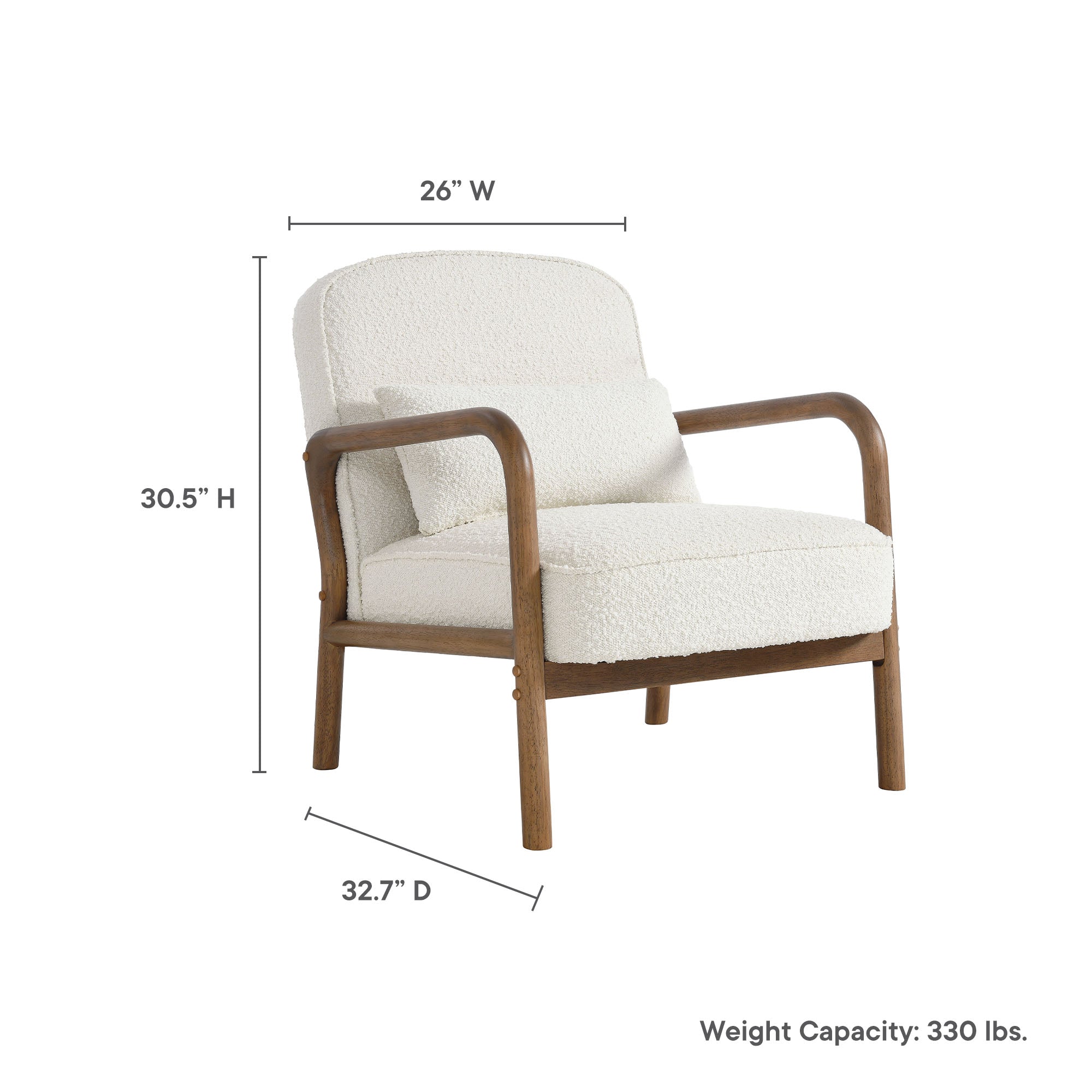 Charlie Boucle Upholstered Armchair - Ivory