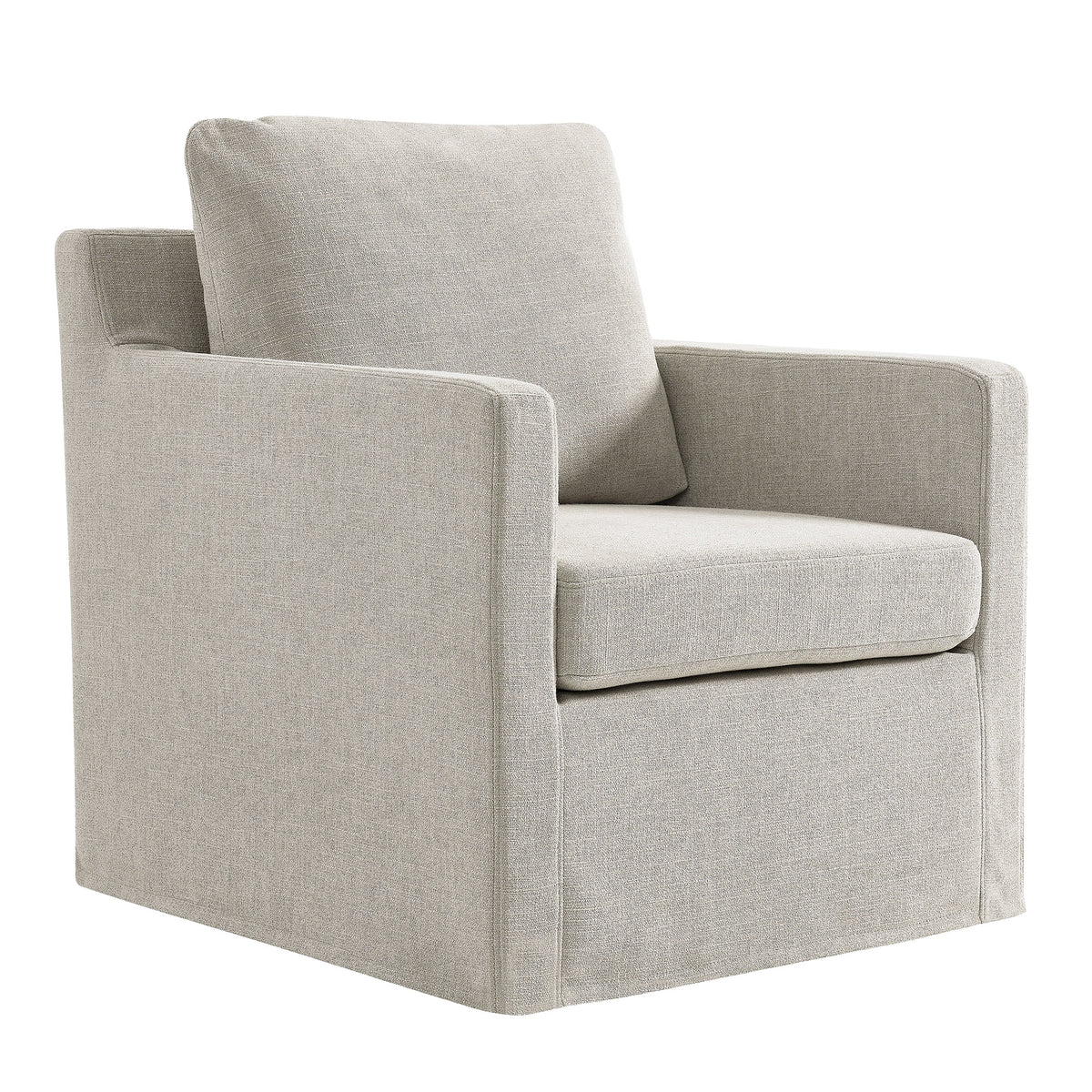 Serene Fabric Slipcovered Swivel Armchair - Linen