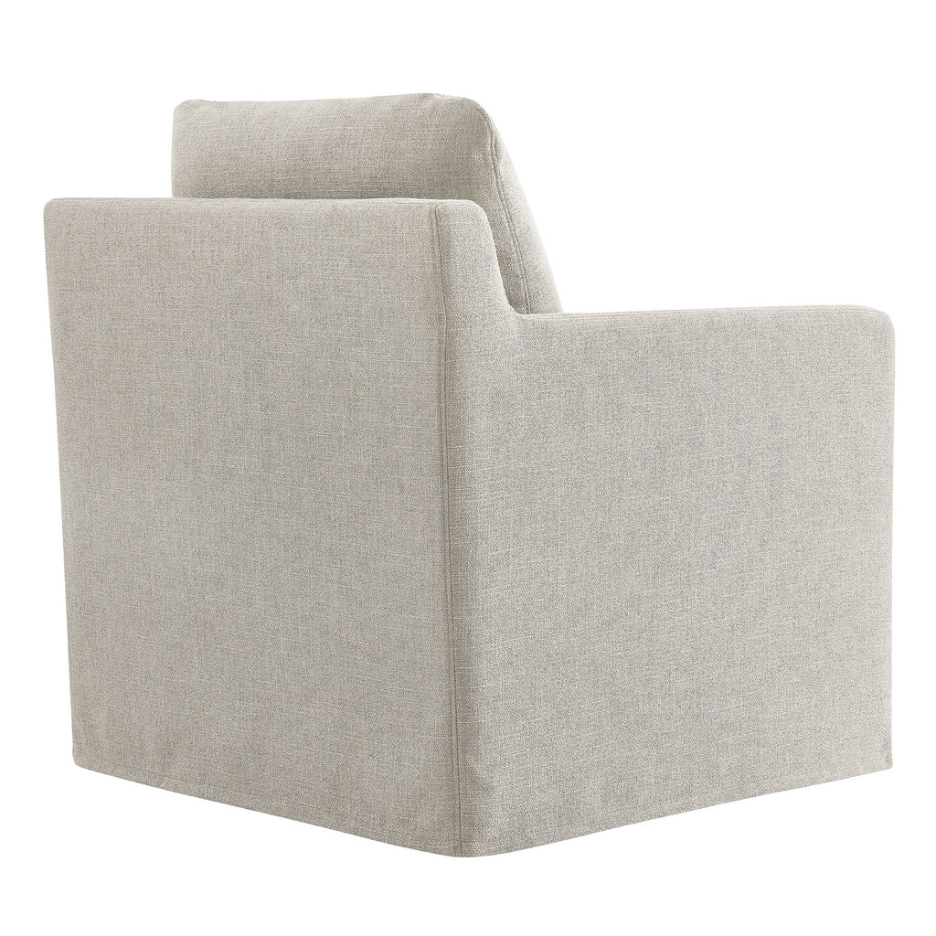Serene Fabric Slipcovered Swivel Armchair - Linen