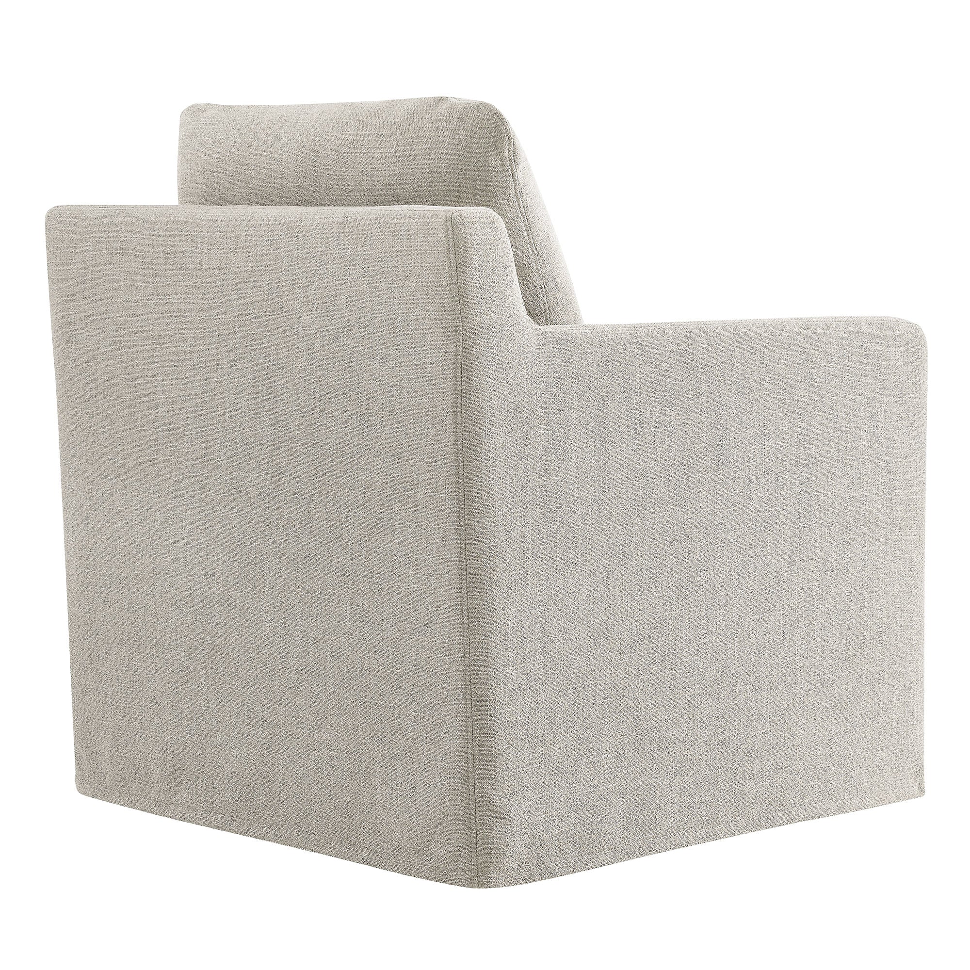 Serene Fabric Slipcovered Swivel Armchair - Linen