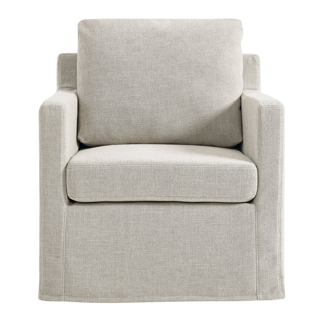 Serene Fabric Slipcovered Swivel Armchair - Linen