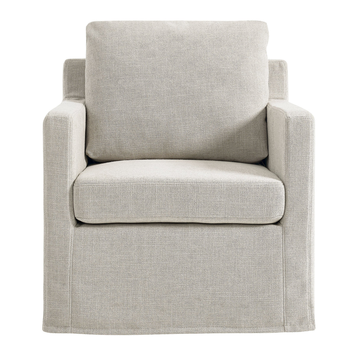 Serene Fabric Slipcovered Swivel Armchair - Linen