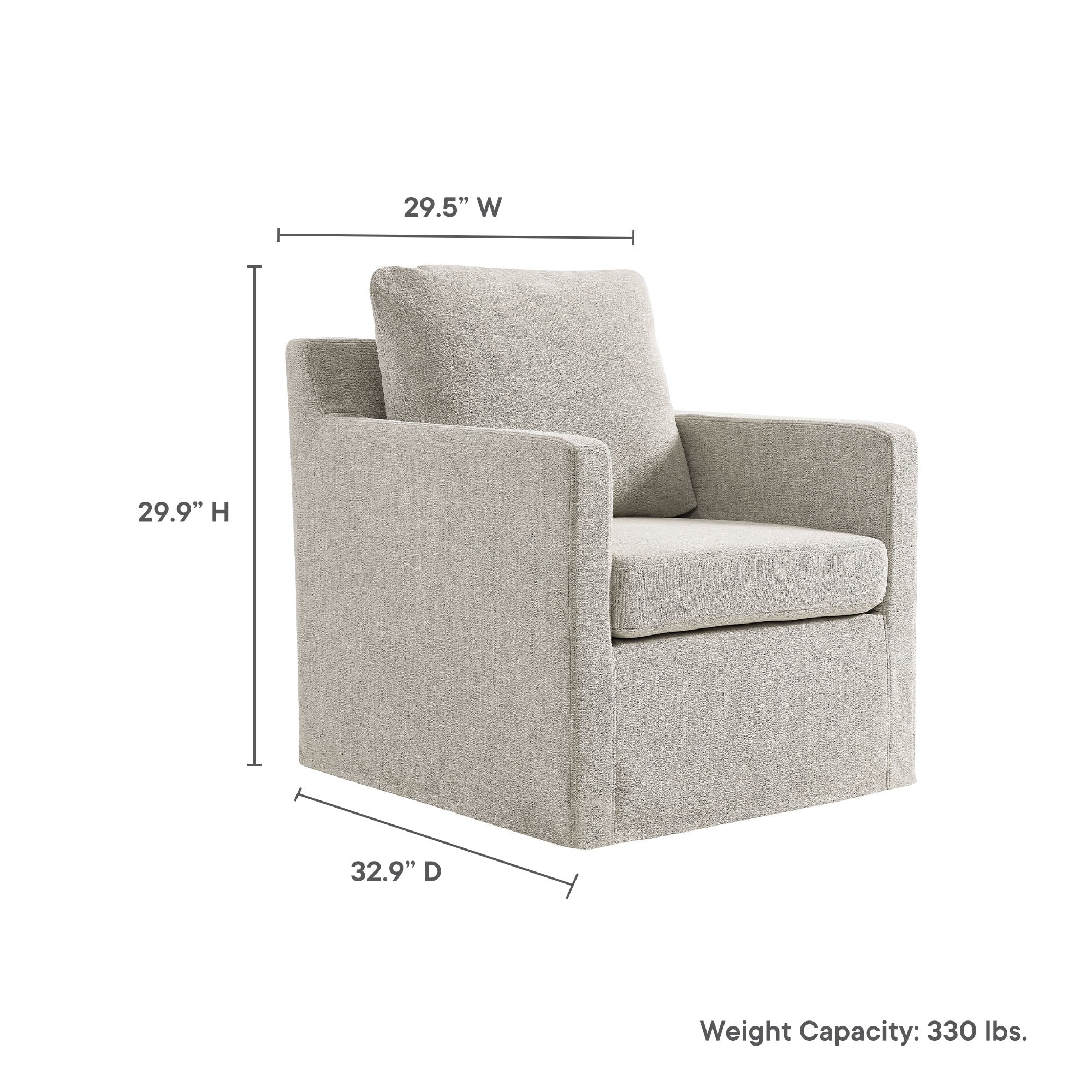 Serene Fabric Slipcovered Swivel Armchair - Linen