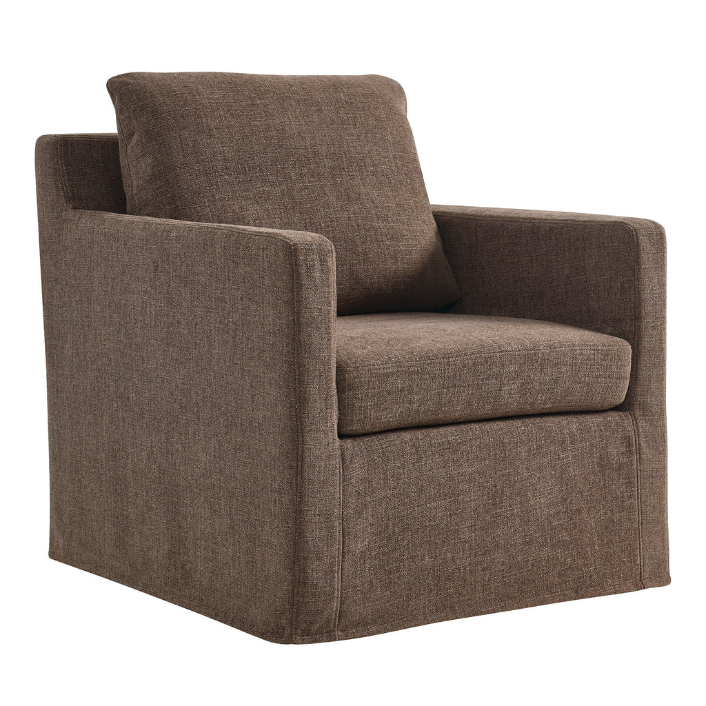 Serene Fabric Slipcovered Swivel Armchair - Mocha