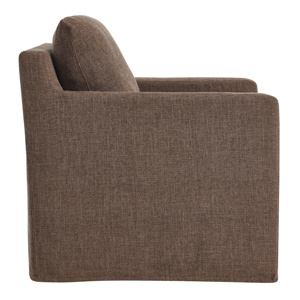 Serene Fabric Slipcovered Swivel Armchair - Mocha