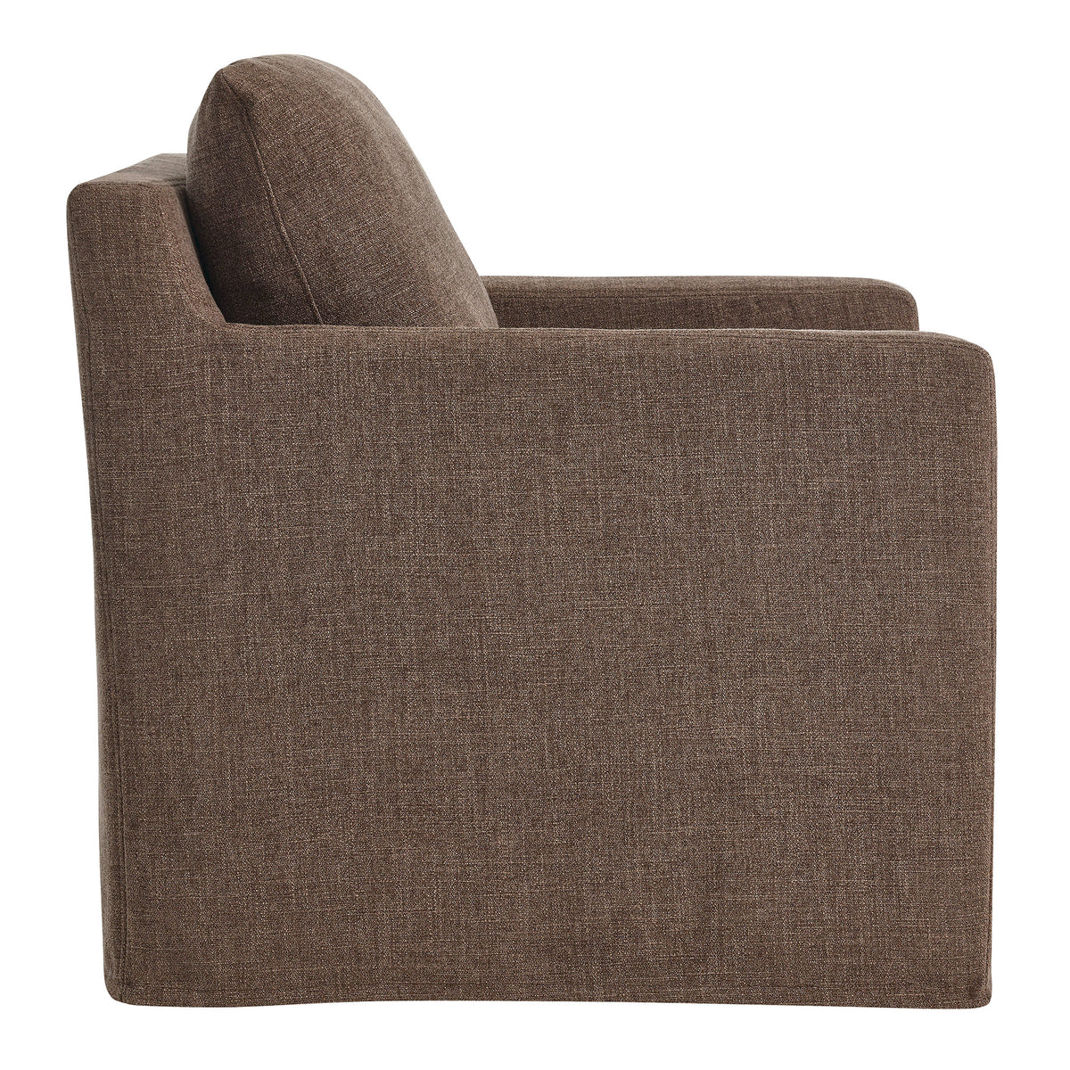 Serene Fabric Slipcovered Swivel Armchair - Mocha