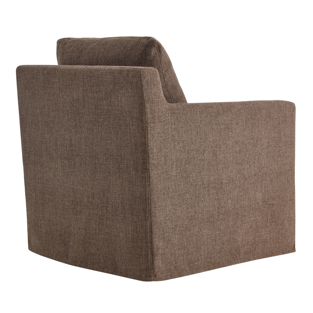 Serene Fabric Slipcovered Swivel Armchair - Mocha