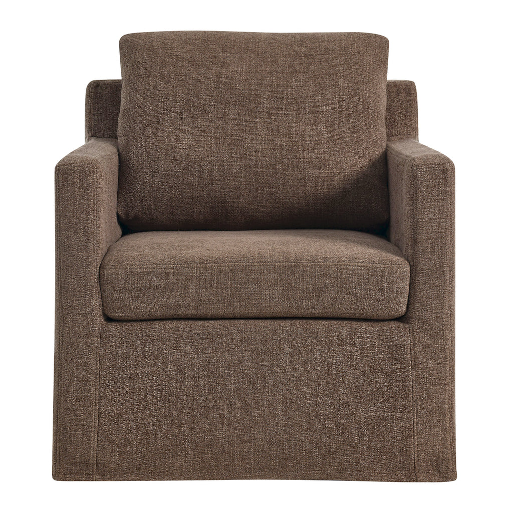 Serene Fabric Slipcovered Swivel Armchair - Mocha