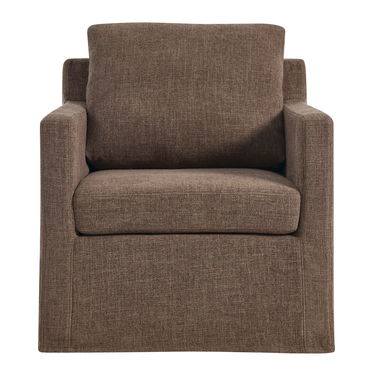 Serene Fabric Slipcovered Swivel Armchair - Mocha