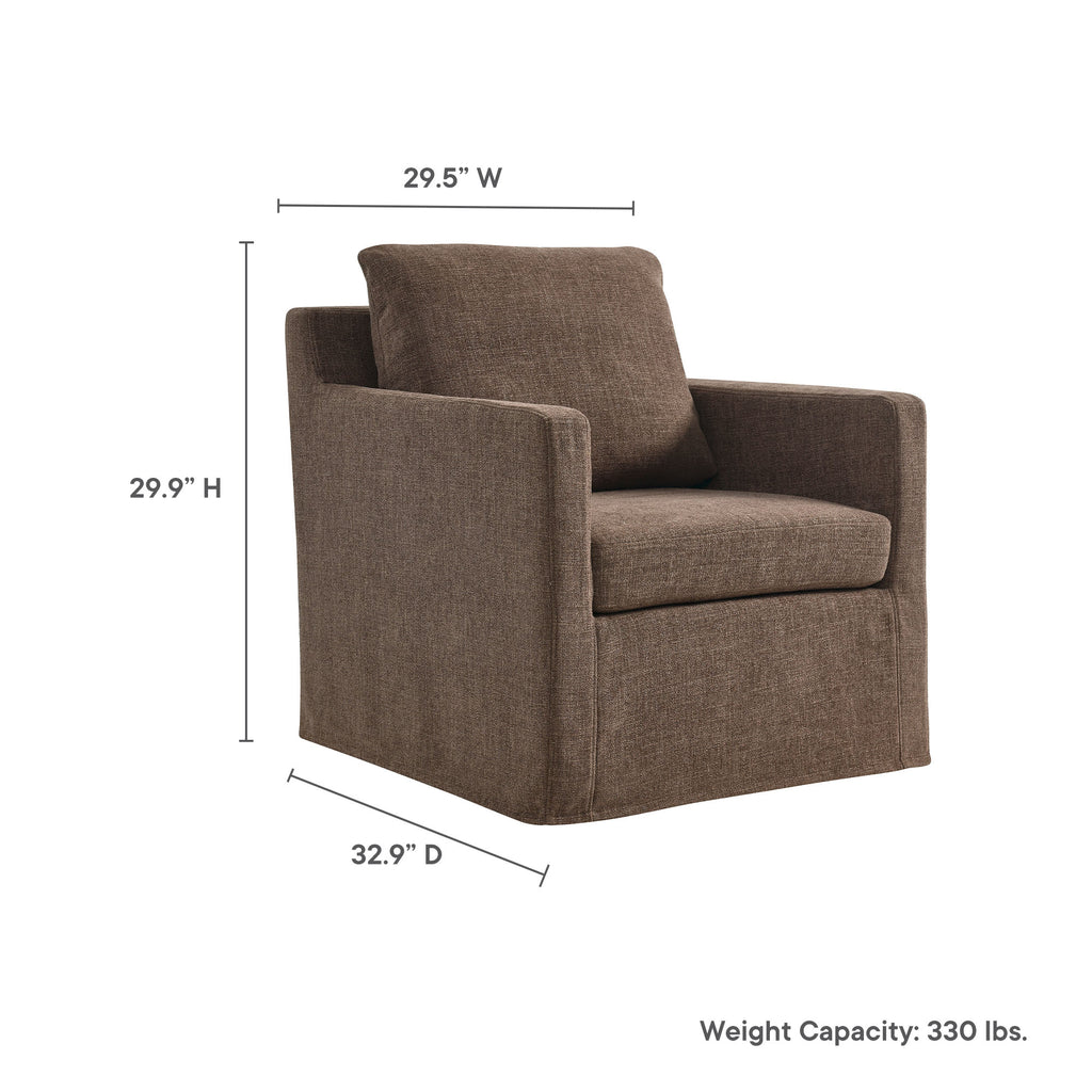 Serene Fabric Slipcovered Swivel Armchair - Mocha