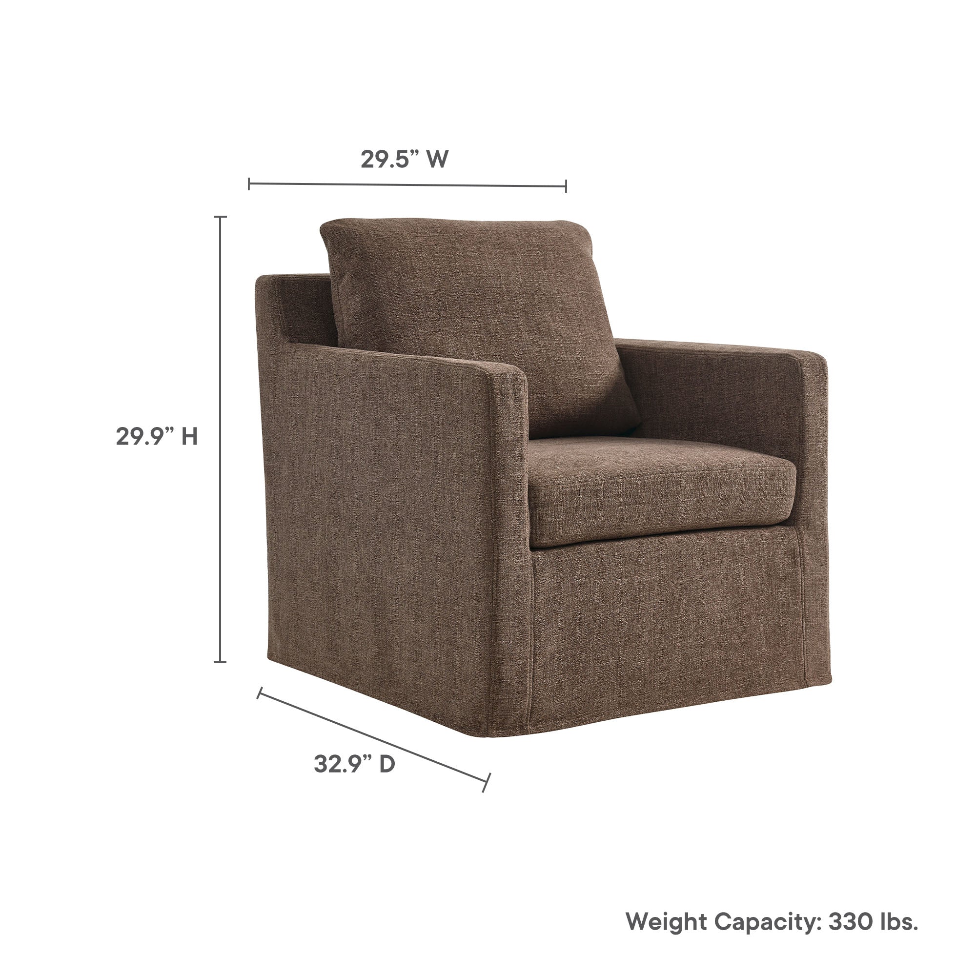 Serene Fabric Slipcovered Swivel Armchair - Mocha