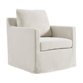 Serene Fabric Slipcovered Swivel Armchair - Salt