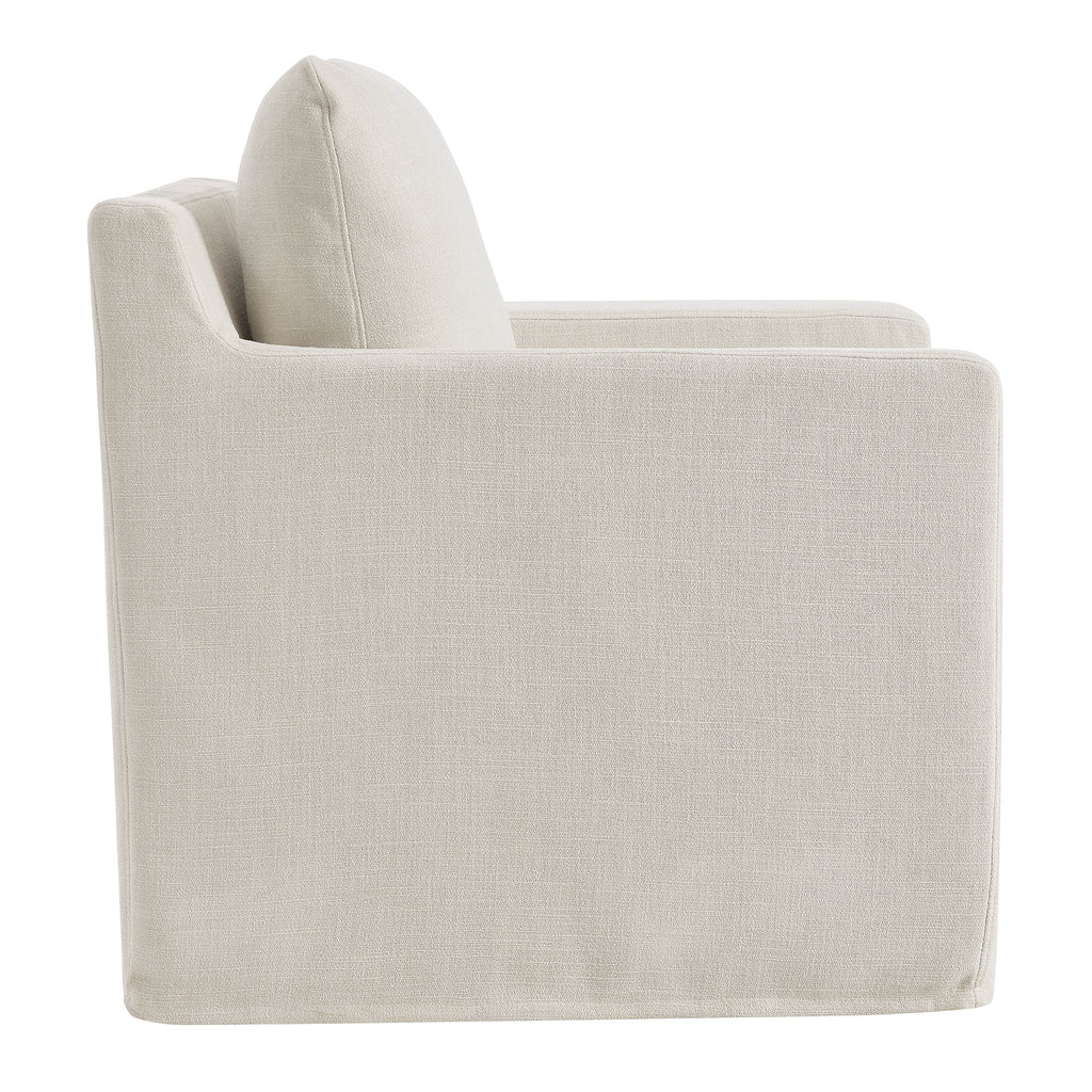 Serene Fabric Slipcovered Swivel Armchair - Salt