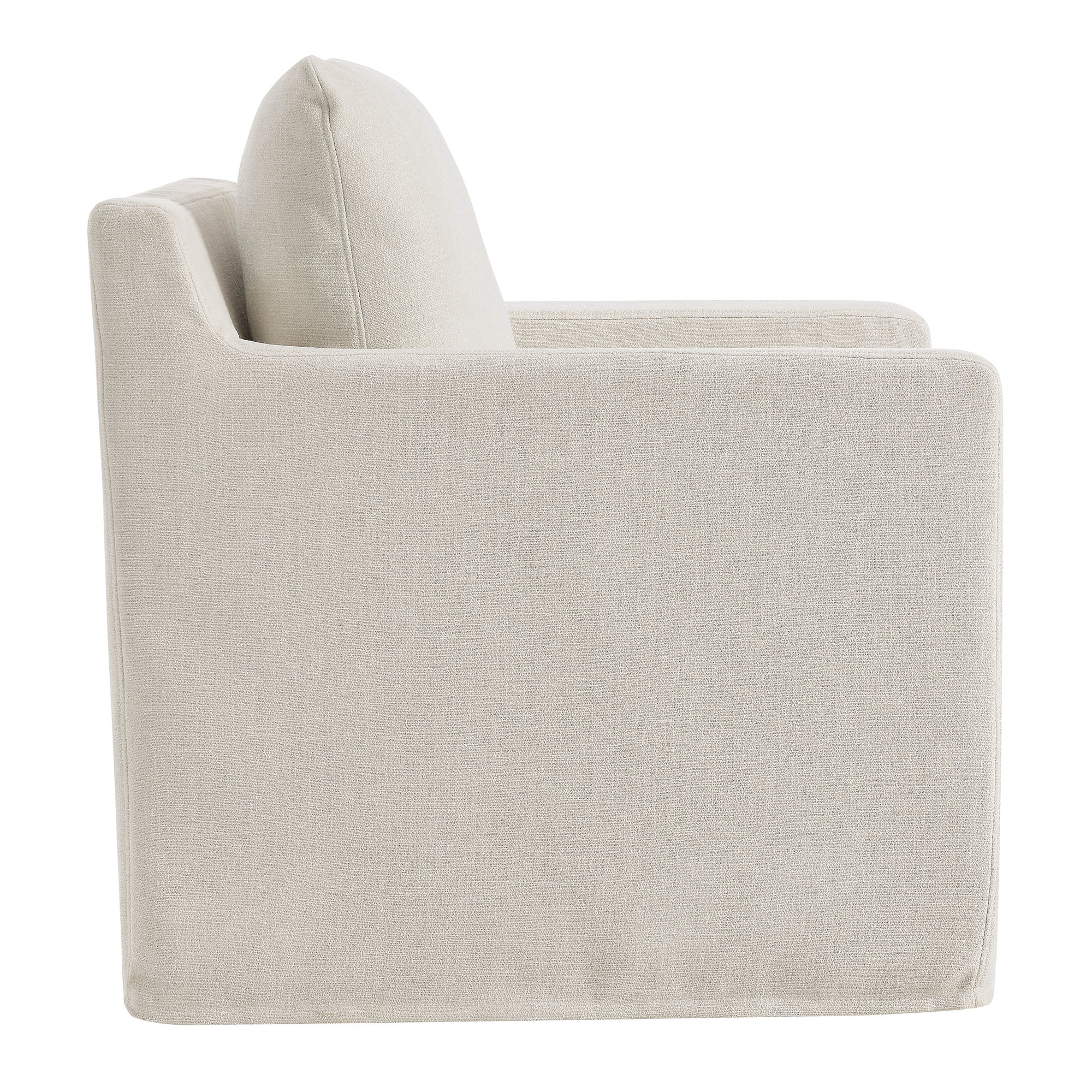 Serene Fabric Slipcovered Swivel Armchair - Salt
