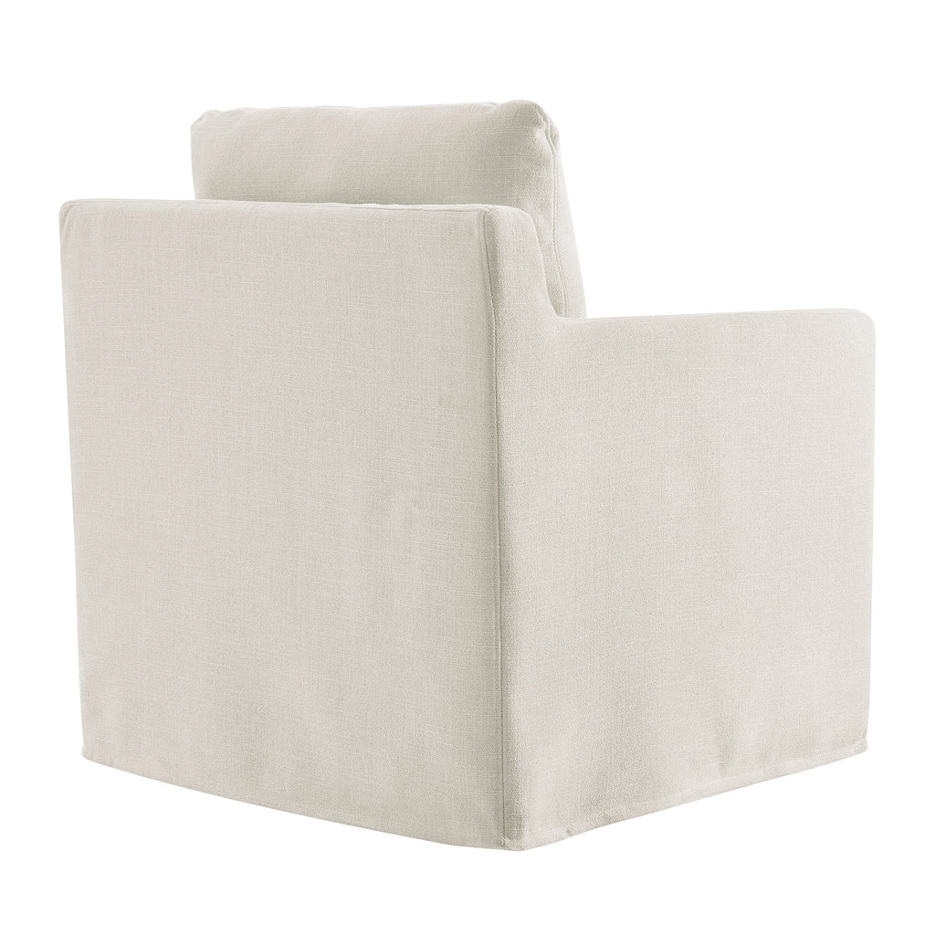 Serene Fabric Slipcovered Swivel Armchair - Salt