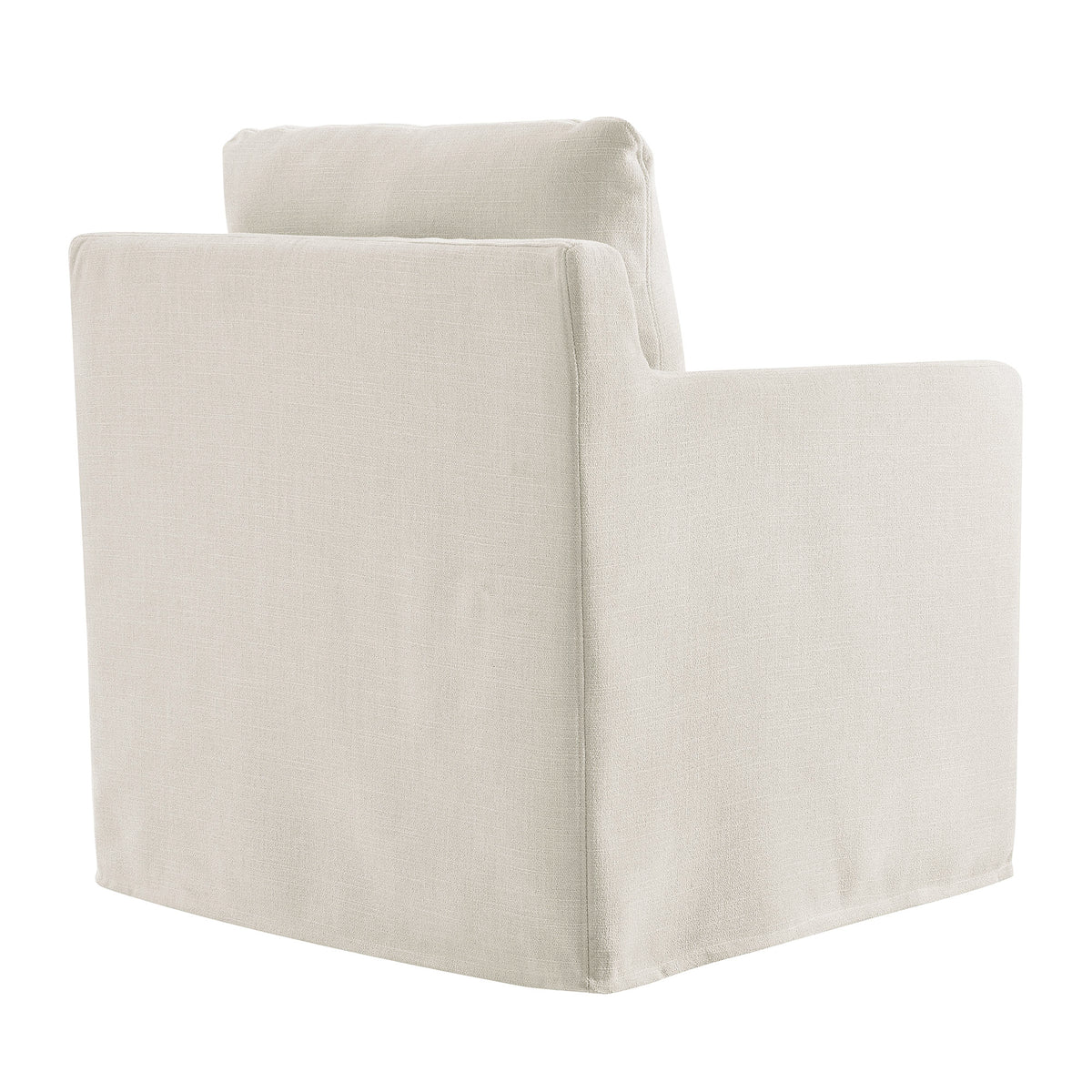 Serene Fabric Slipcovered Swivel Armchair - Salt