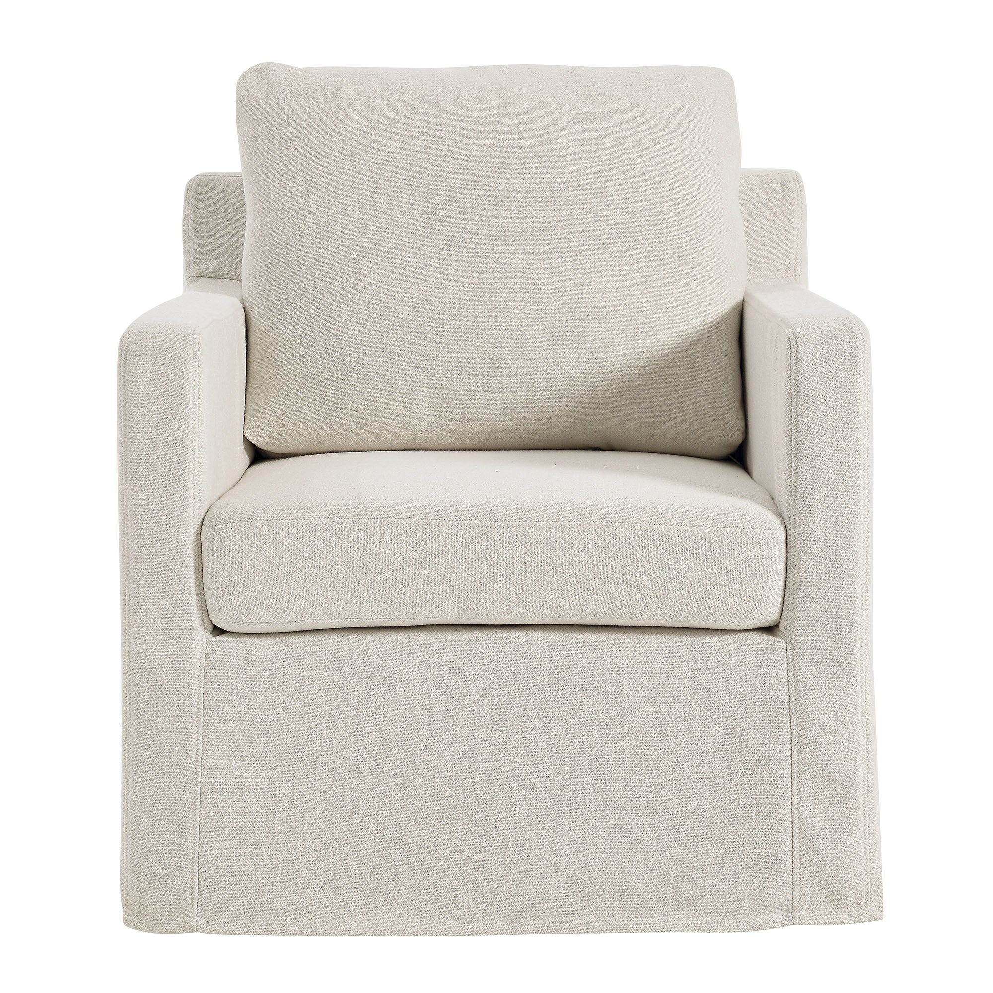 Serene Fabric Slipcovered Swivel Armchair - Salt