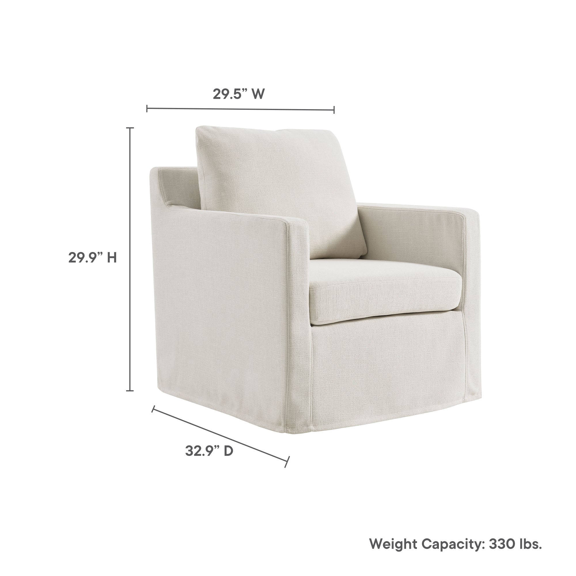 Serene Fabric Slipcovered Swivel Armchair - Salt