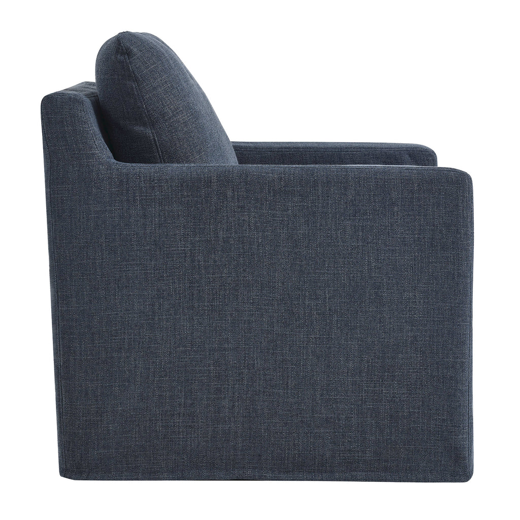 Serene Fabric Slipcovered Swivel Armchair - Slate Blue