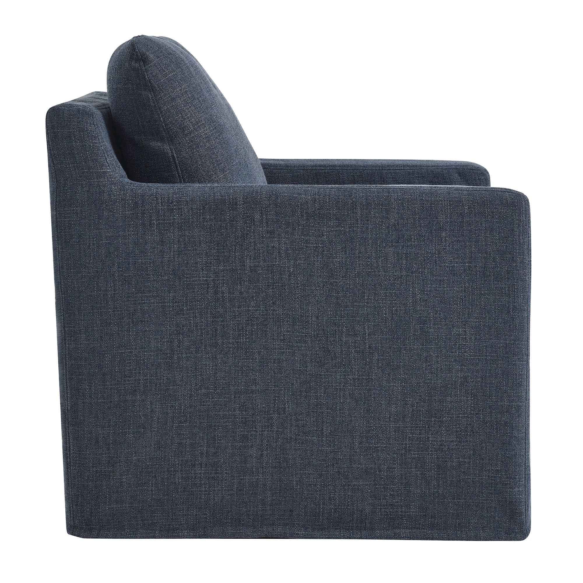 Serene Fabric Slipcovered Swivel Armchair - Slate Blue