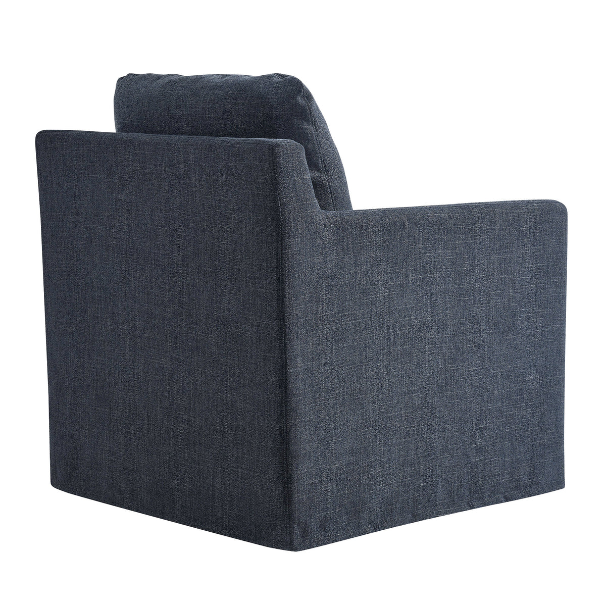Serene Fabric Slipcovered Swivel Armchair - Slate Blue