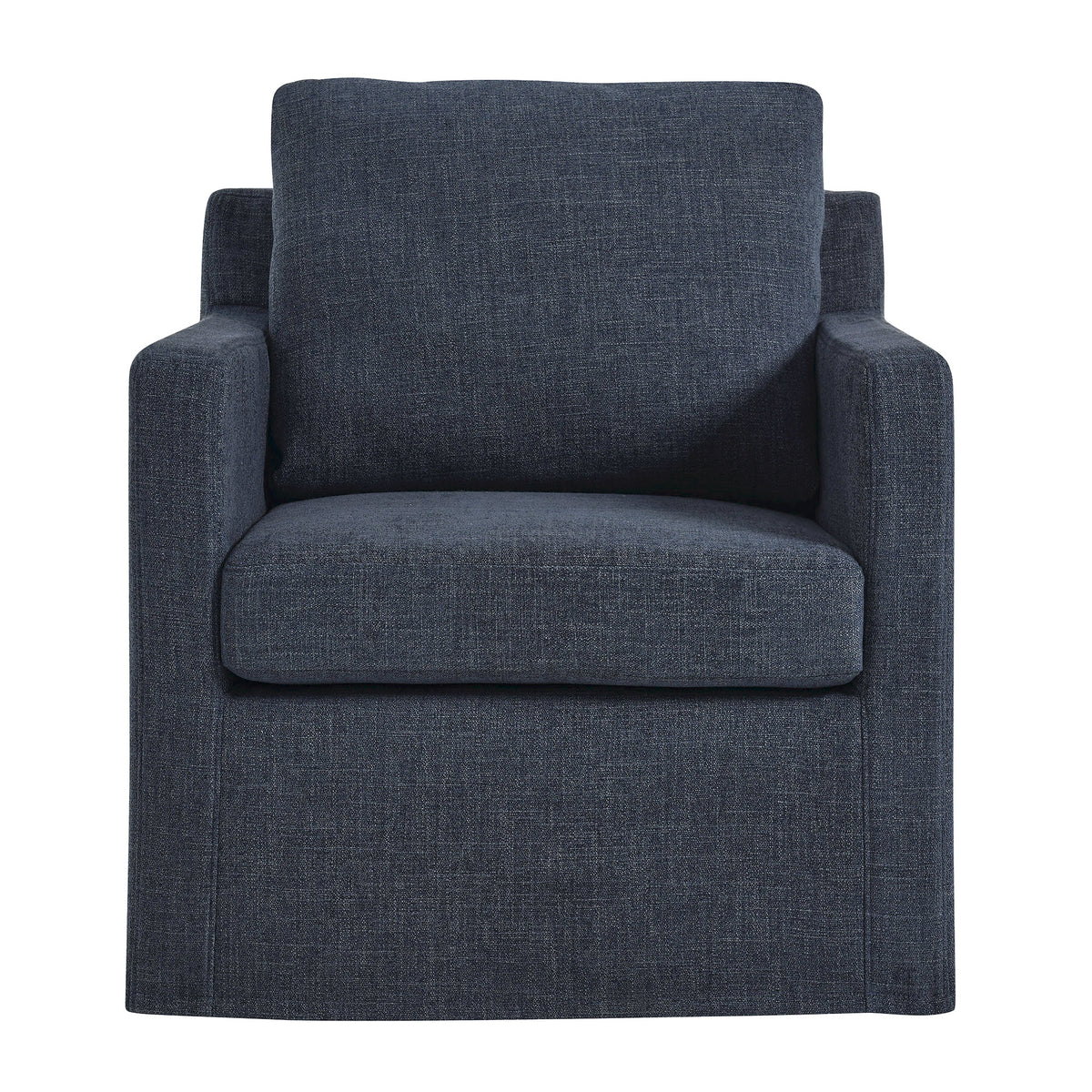 Serene Fabric Slipcovered Swivel Armchair - Slate Blue