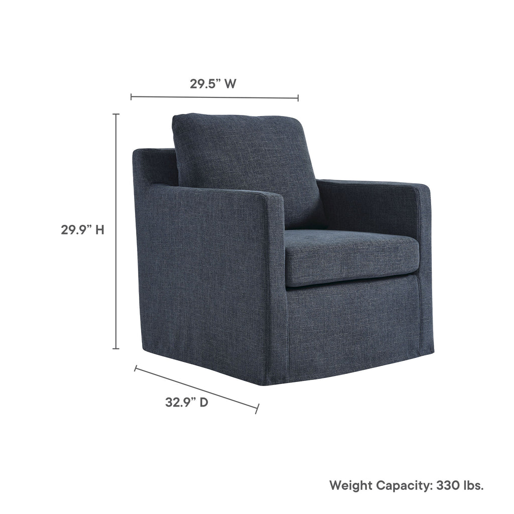 Serene Fabric Slipcovered Swivel Armchair - Slate Blue