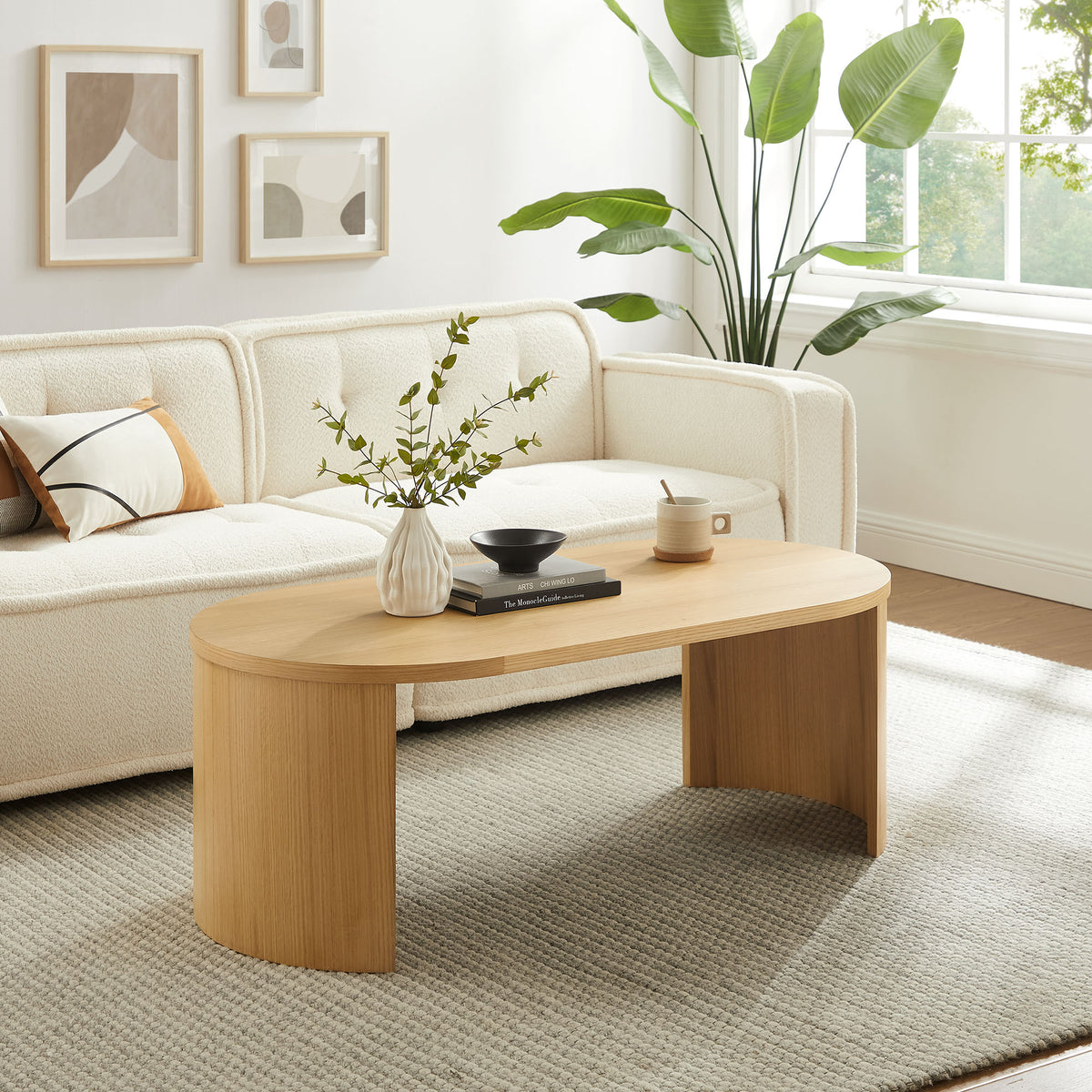 Aspect Oval Wood Coffee Table - Oak
