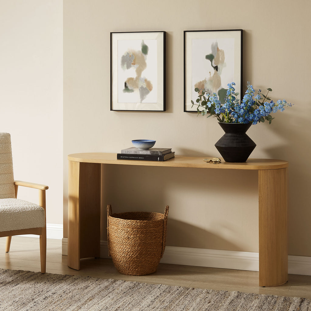 Aspect Oval Wood Entryway Console Table - Oak