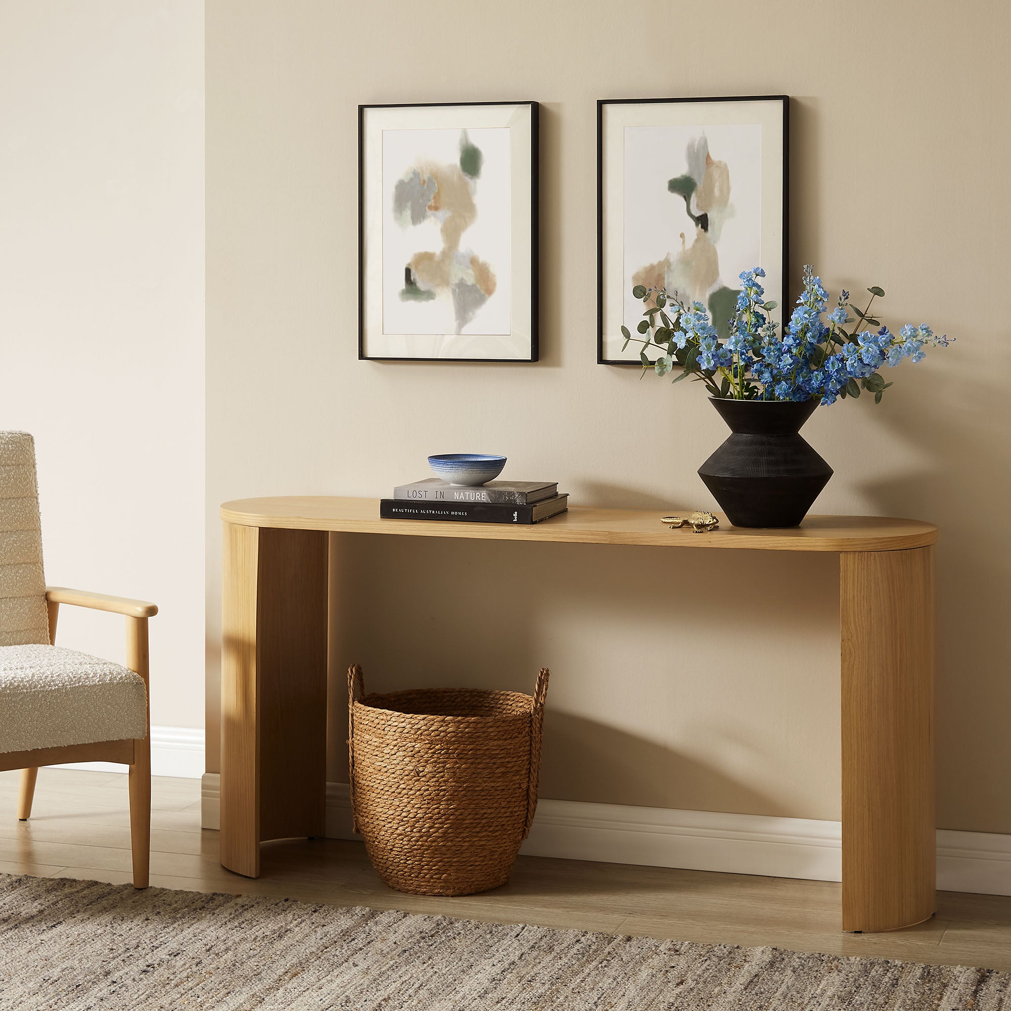 Aspect Oval Wood Entryway Console Table - Oak