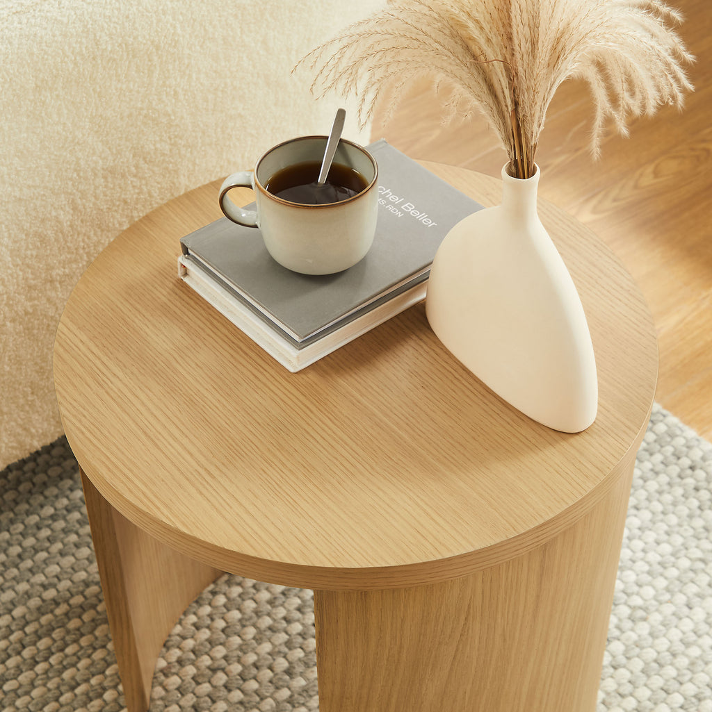 Aspect Round Wood End Table - Oak