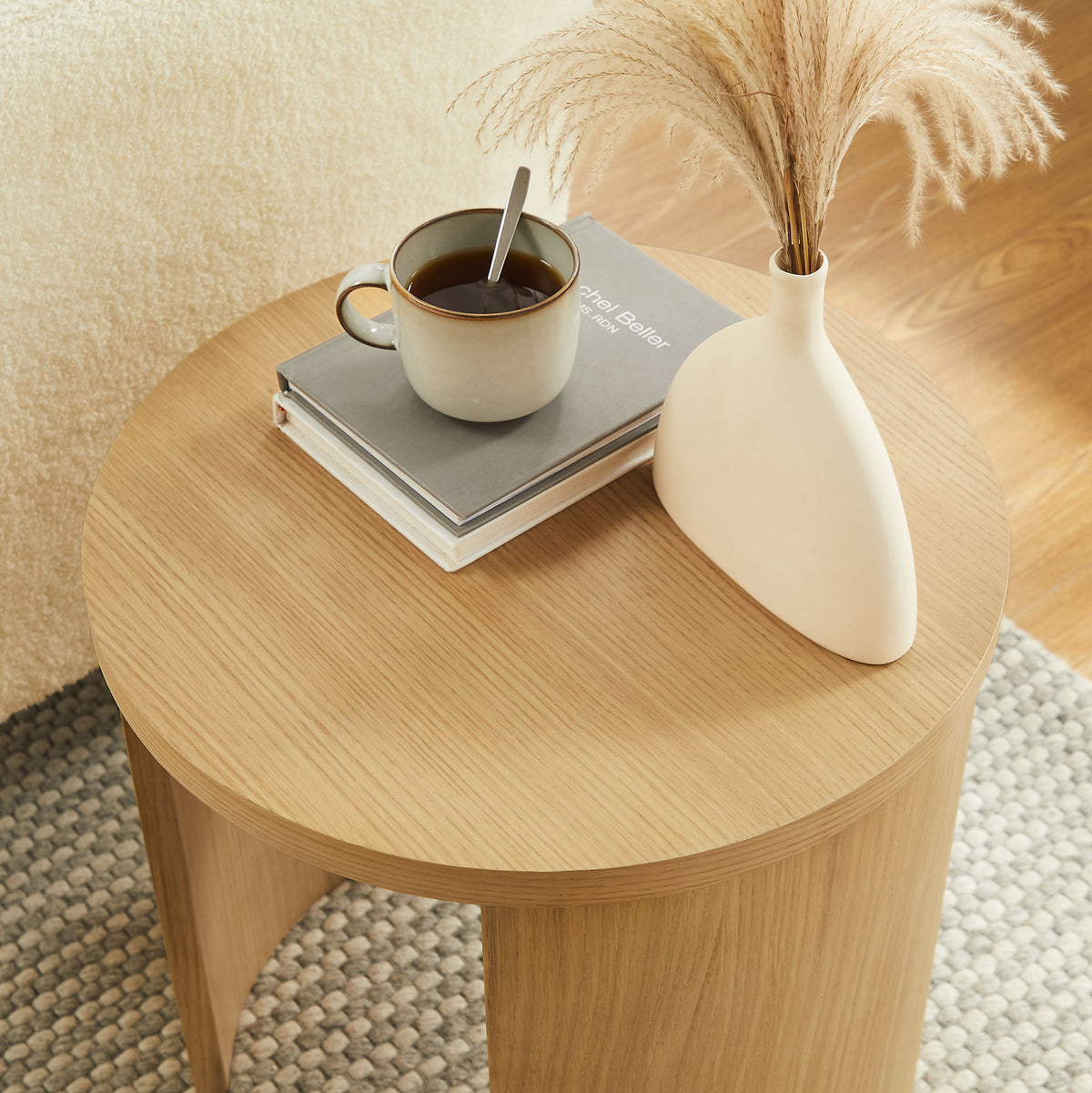 Aspect Round Wood End Table - Oak