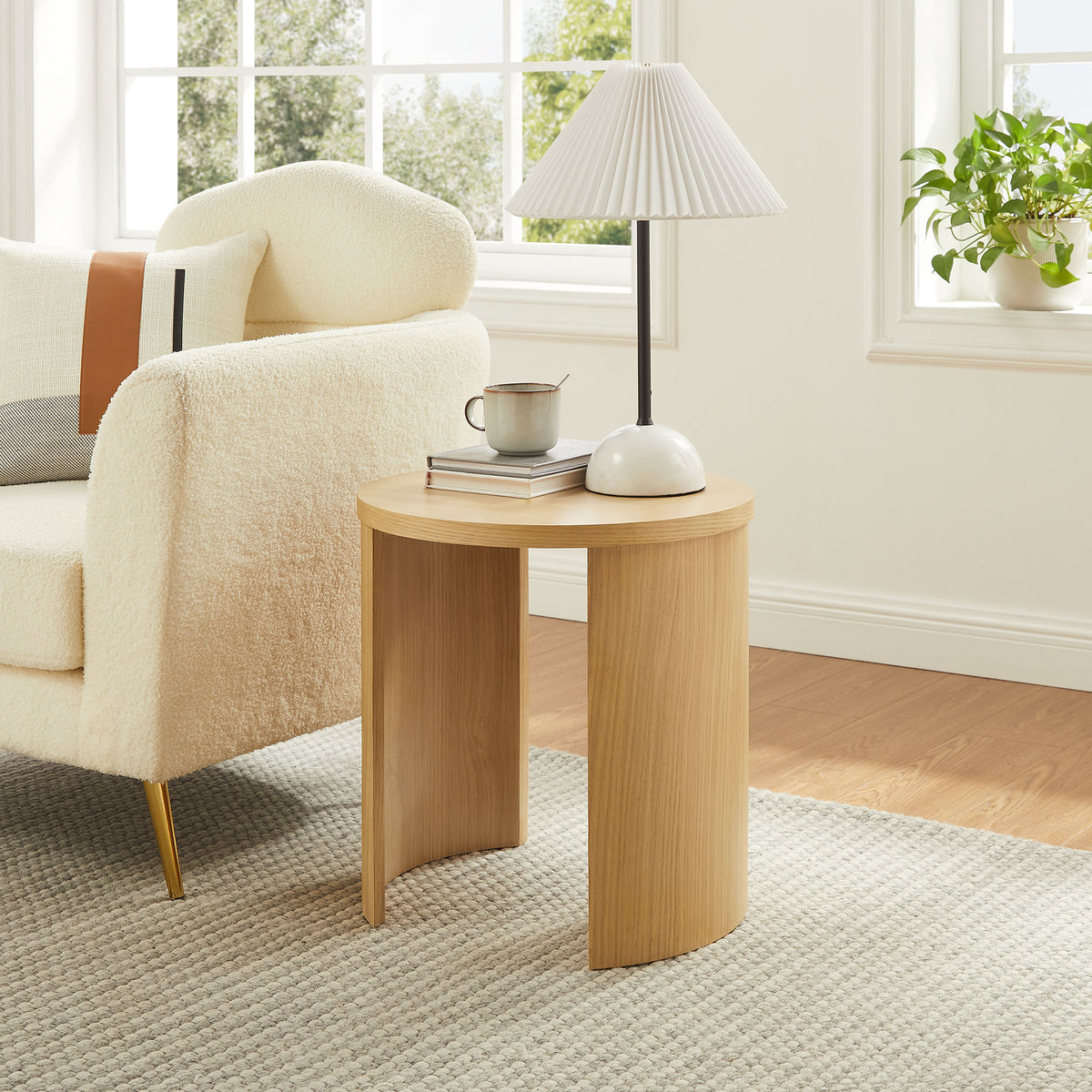 Aspect Round Wood End Table - Oak