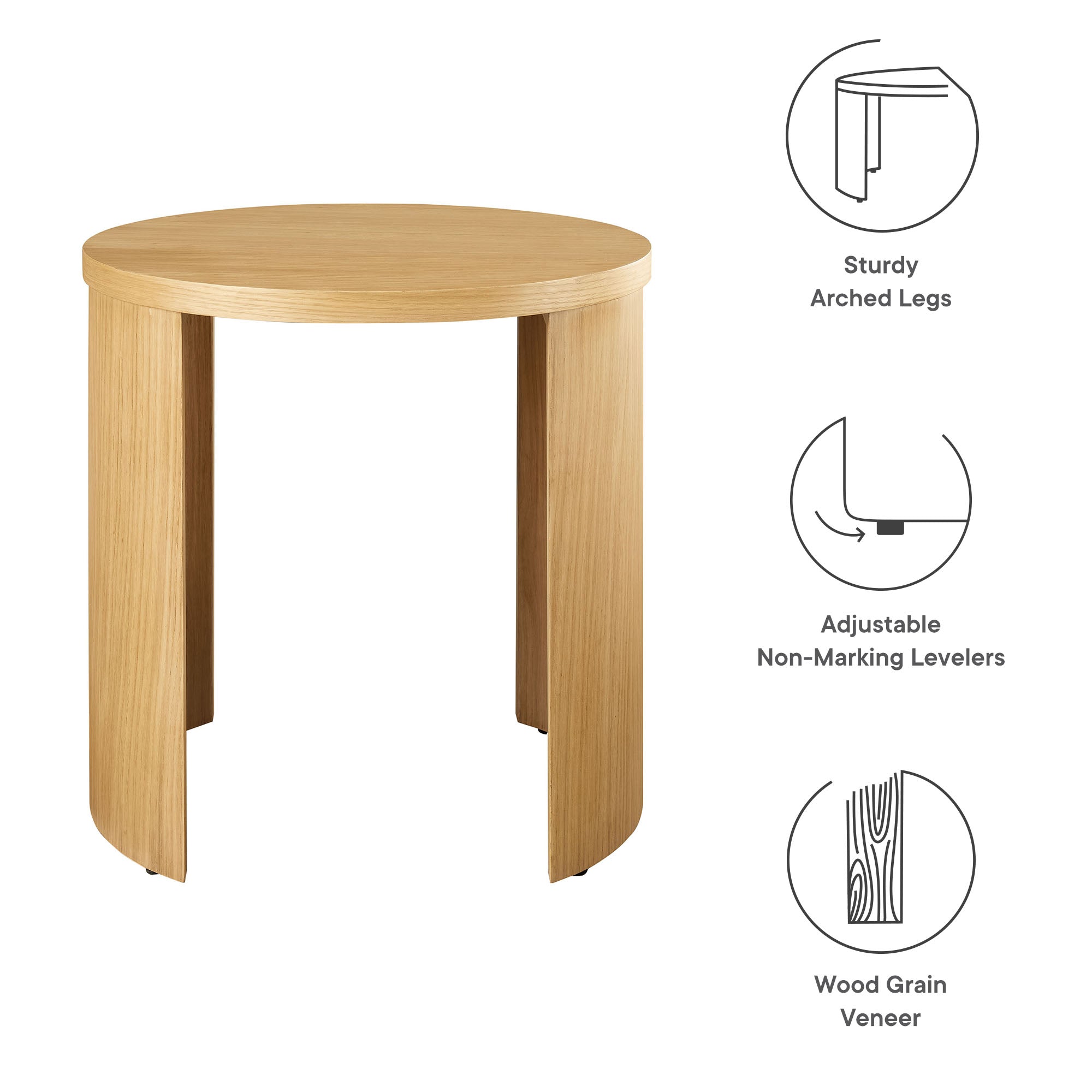 Aspect Round Wood End Table - Oak