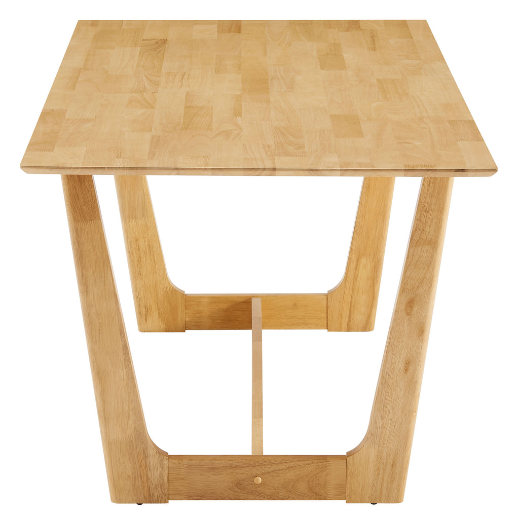 Solara 7-Piece Wood Dining Set with Fabric Upholstered Side Chairs - Natural Heathered Weave Beige