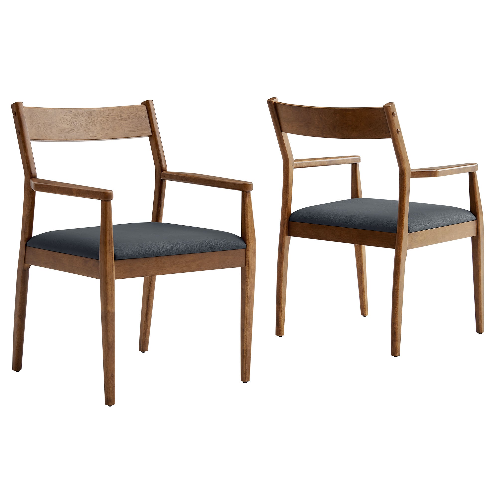 Solara 7-Piece Wood Dining Set with Vegan Leather Armchairs - Walnut Black