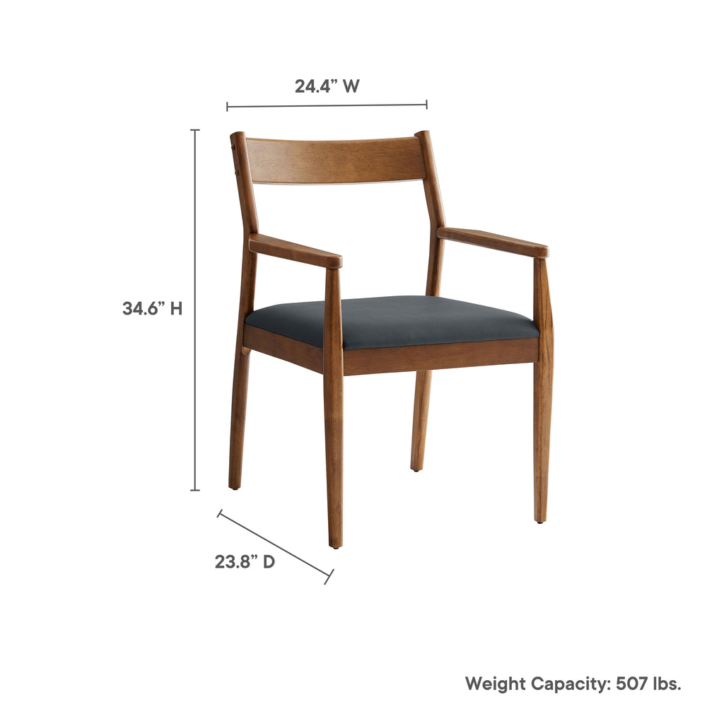 Solara 7-Piece Wood Dining Set with Vegan Leather Armchairs - Walnut Black