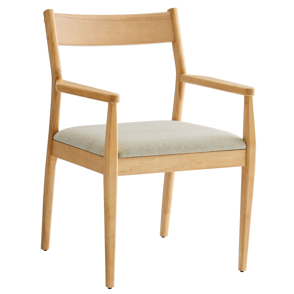 Solara Fabric Wood Dining Armchairs Set of 2 - Natural Heathered Weave Beige