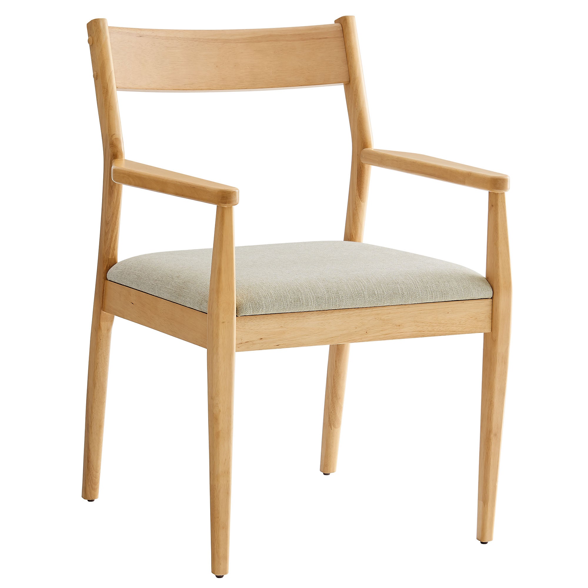 Solara Fabric Wood Dining Armchairs Set of 2 - Natural Heathered Weave Beige