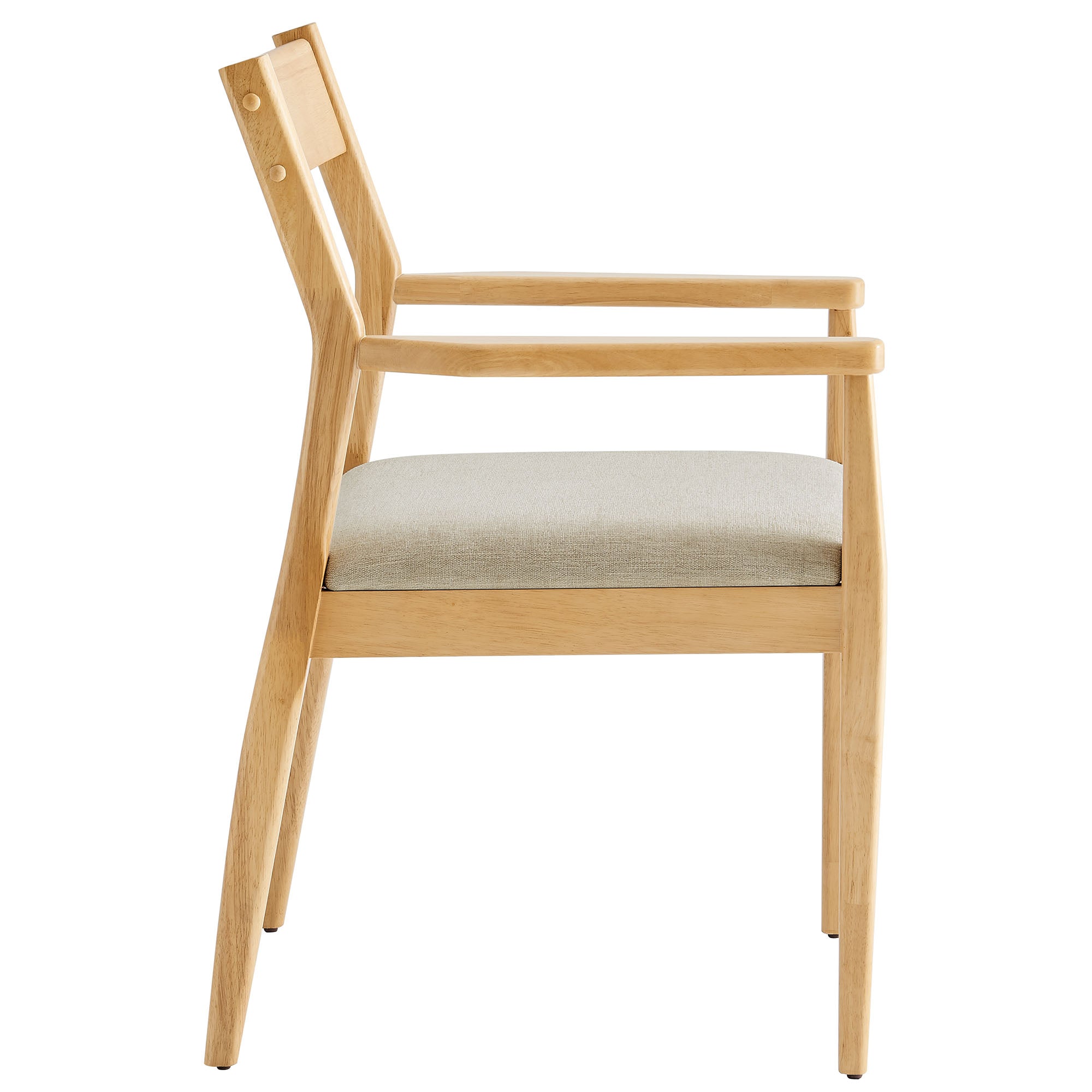 Solara Fabric Wood Dining Armchairs Set of 2 - Natural Heathered Weave Beige