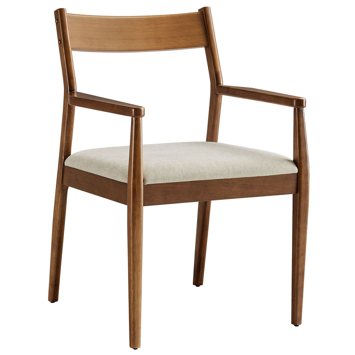 Solara Fabric Wood Dining Armchairs Set of 2 - Walnut Heathered Weave Beige