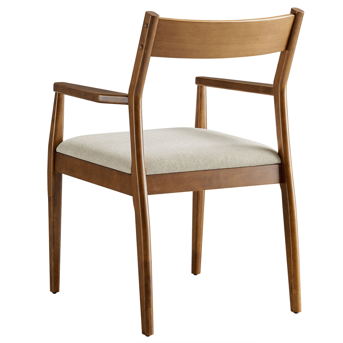 Solara Fabric Wood Dining Armchairs Set of 2 - Walnut Heathered Weave Beige