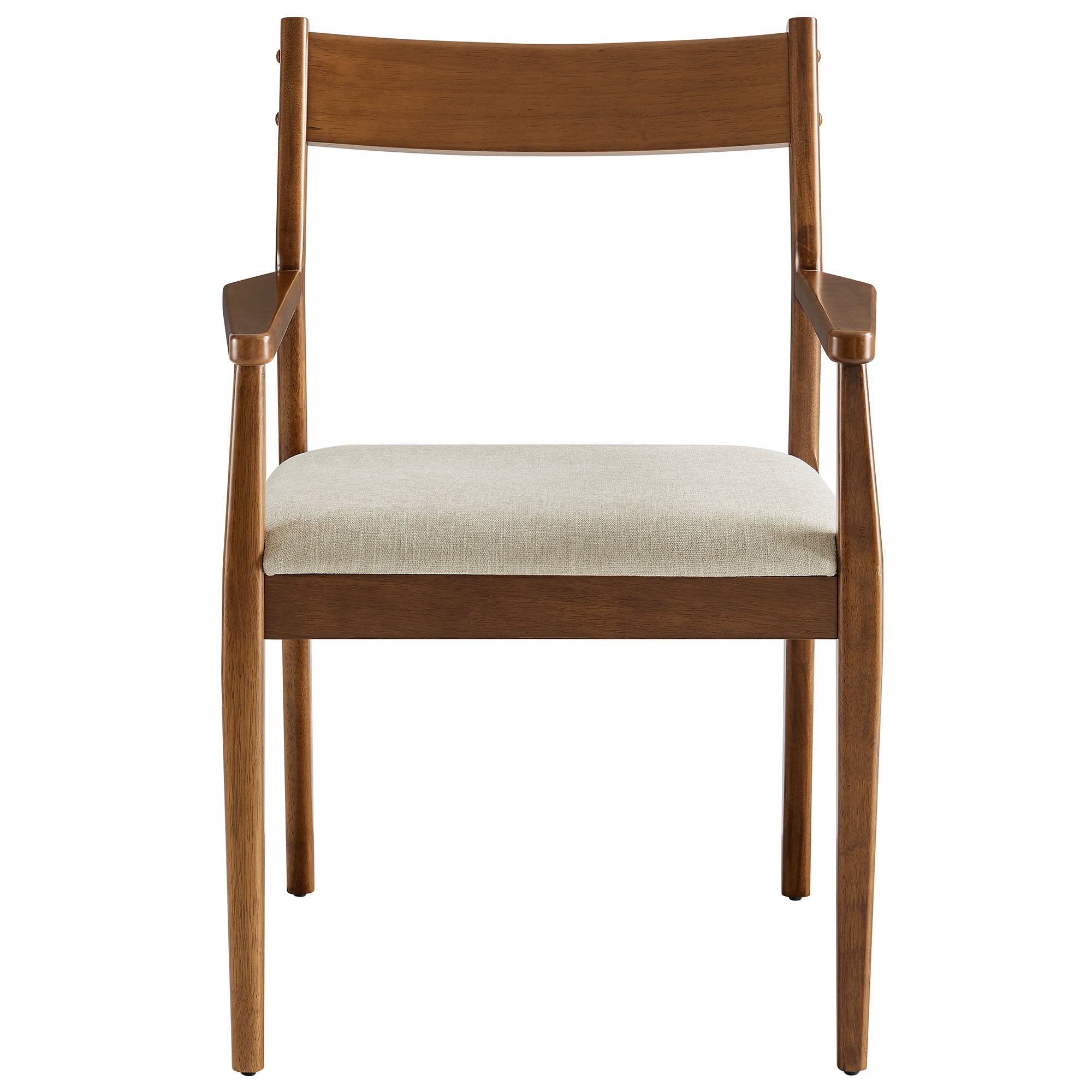 Solara Fabric Wood Dining Armchairs Set of 2 - Walnut Heathered Weave Beige
