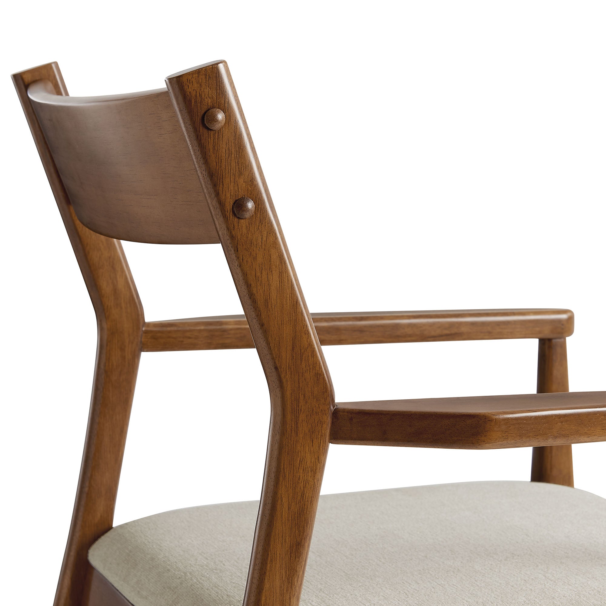 Solara Fabric Wood Dining Armchairs Set of 2 - Walnut Heathered Weave Beige