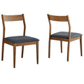 Solara Vegan Leather Wood Dining Side Chairs Set of 2 - Walnut Black