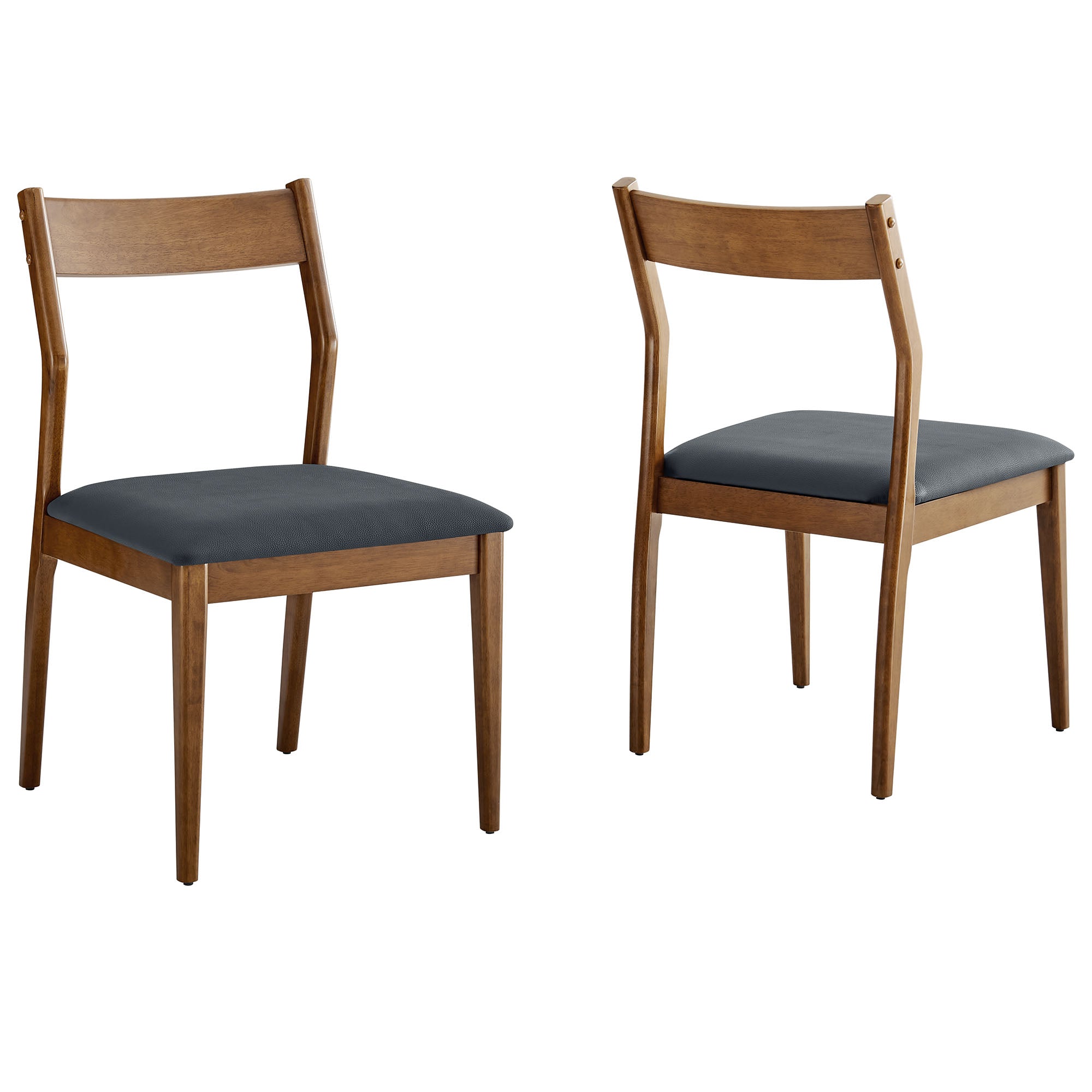 Solara 7-Piece Wood Dining Set with Vegan Leather Side Chairs - Walnut Black