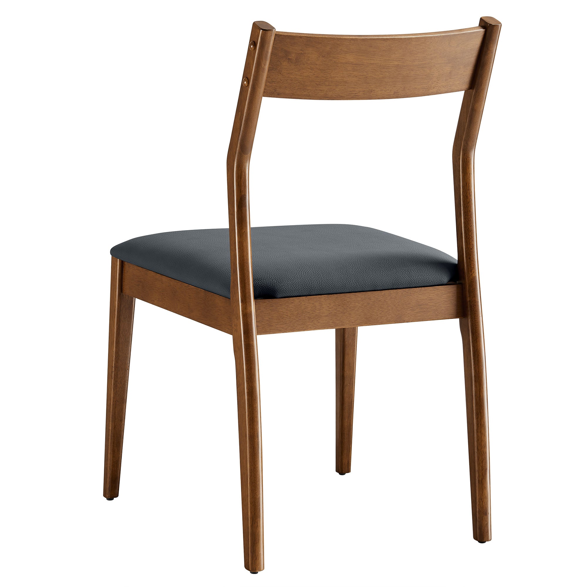 Solara Vegan Leather Wood Dining Side Chairs Set of 2 - Walnut Black